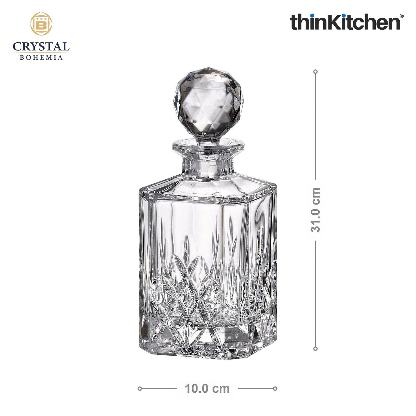 Crystal Bohemia Premium Whisky Decanter – BRIXTON – 800 ml | Luxury Czech Crystal Barware | International Decanter for Whisky, Scotch & Bourbon | Made in Czech Republic