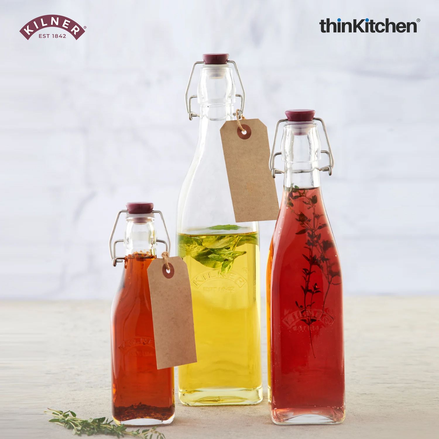 Kilner Set of 2 Clip Top Preserver Bottle, 1 Litre - 1