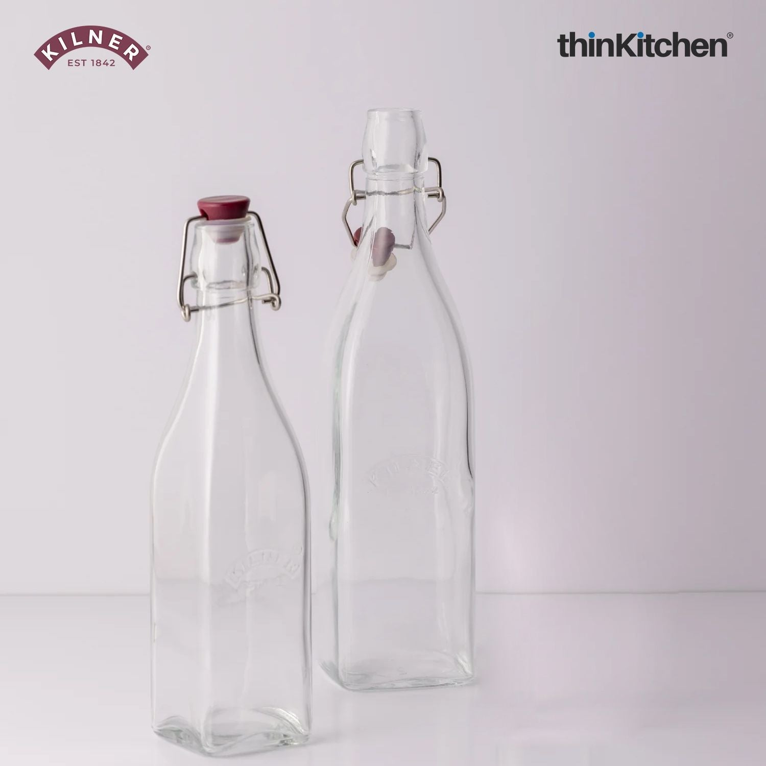 Kilner Set of 2 Clip Top Preserver Bottle, 1 Litre - 2