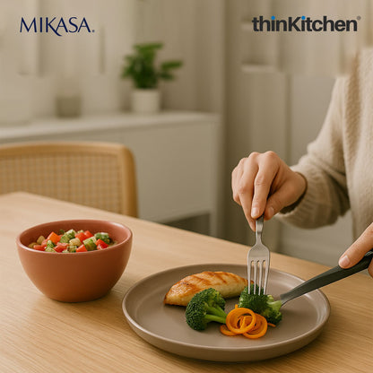 Mikasa Serenity Dining Set: Ceramic 24.5cm Dinner Plate x 15cm Ceramic Bowl, Pink