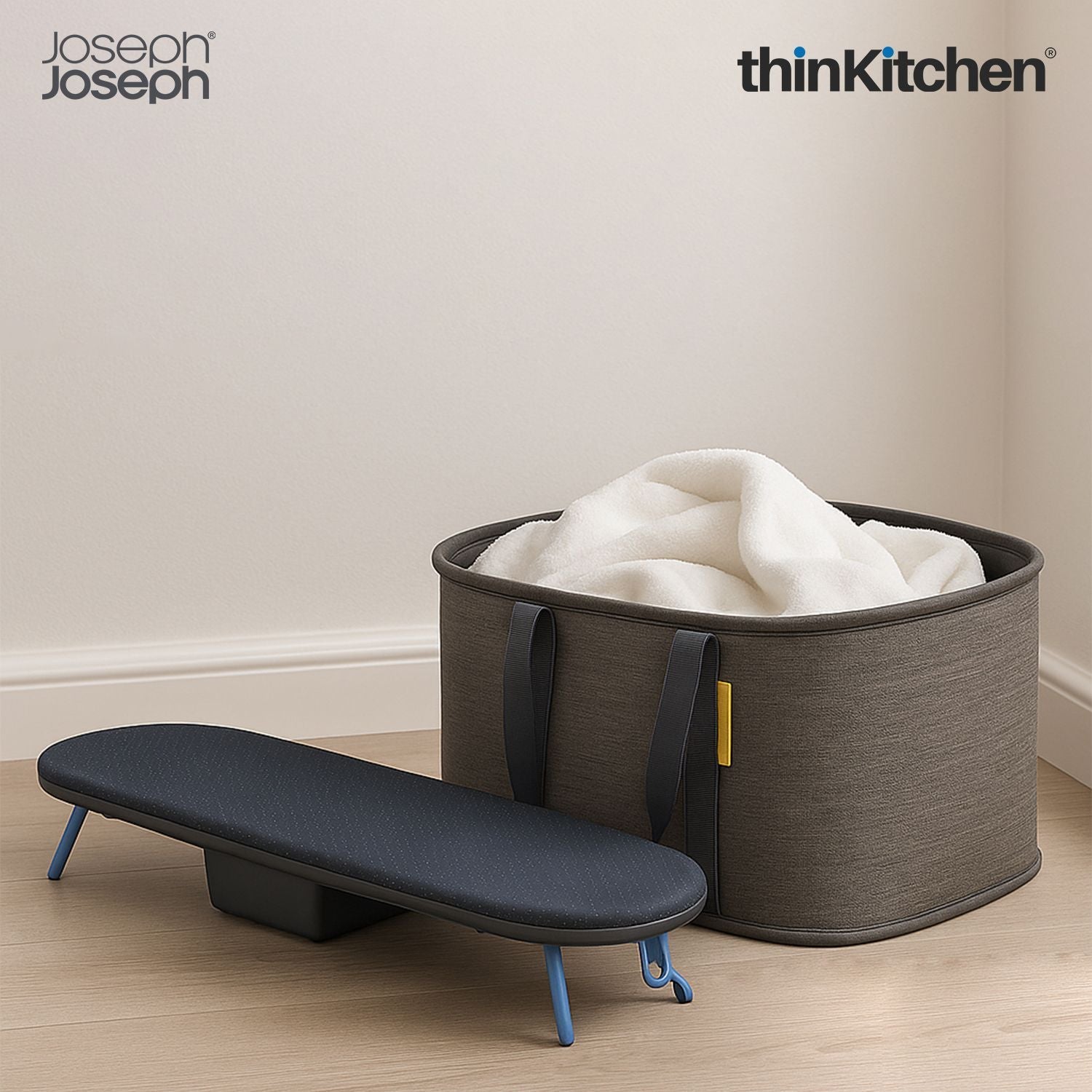 Joseph Joseph Laundry Combo: Pocket Plus Advanced Ironing Board Cover x  Hold-All Collapsible 35L Laundry Basket - 1