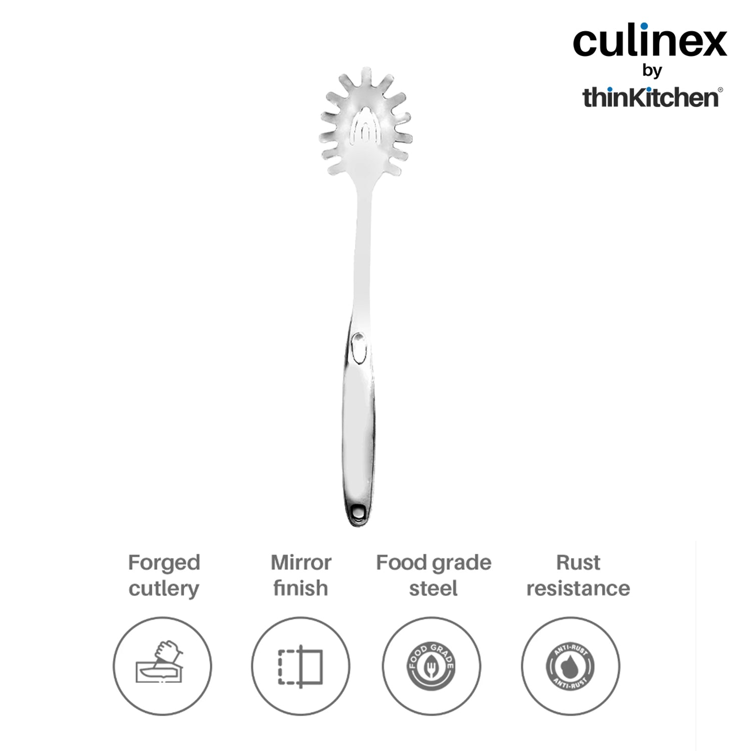 Culinex by thinKitchen | Harmony 18/8 Stainless Steel Hollow Handle Slotted Turner,  Hollow Handle Pasta Server, Hollow Handle Ladle, Hollow Handle Potato Masher & Hollow Handle Skimmer - 18