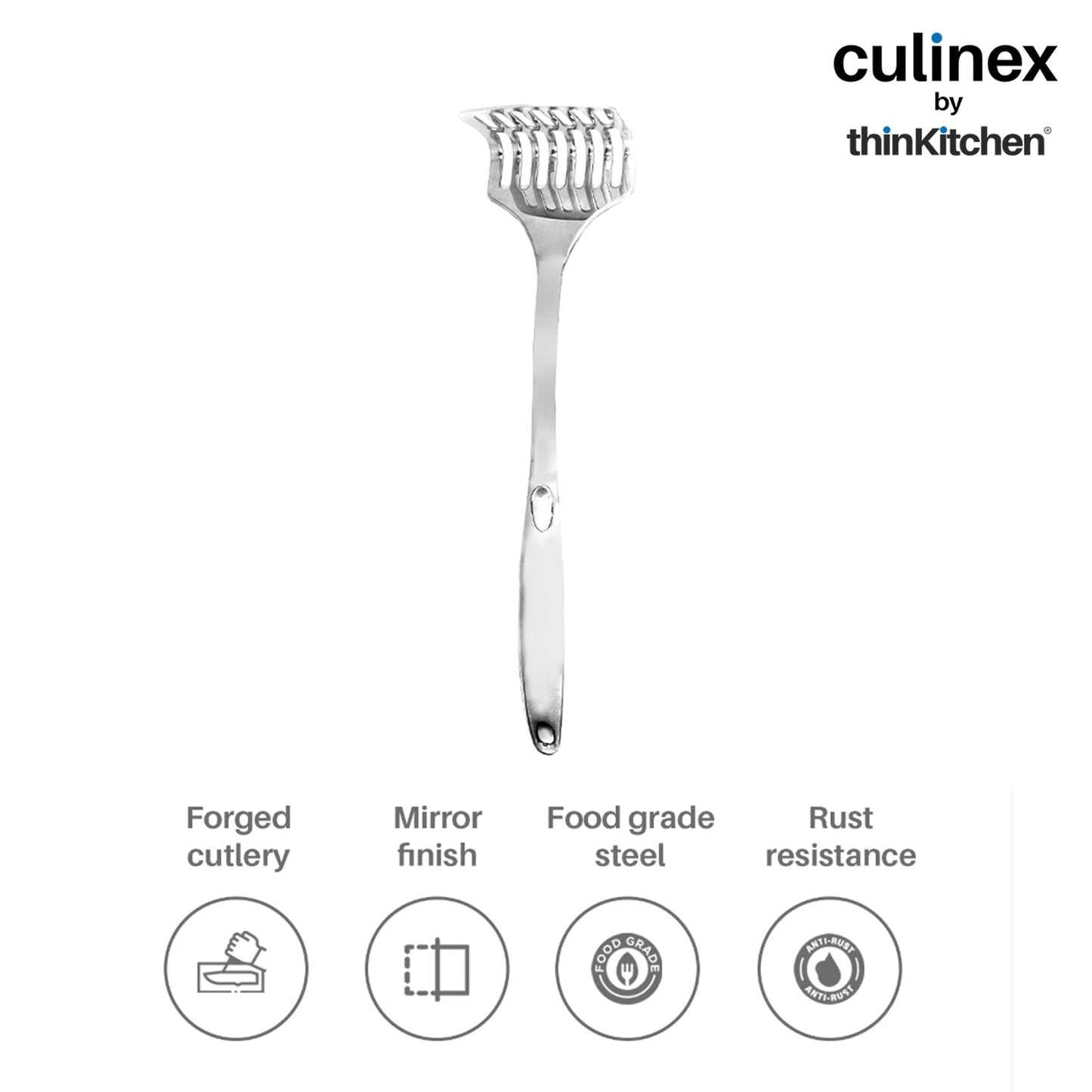 Culinex by thinKitchen | Harmony 18/8 Stainless Steel Hollow Handle Slotted Turner,  Hollow Handle Pasta Server, Hollow Handle Ladle, Hollow Handle Potato Masher & Hollow Handle Skimmer
