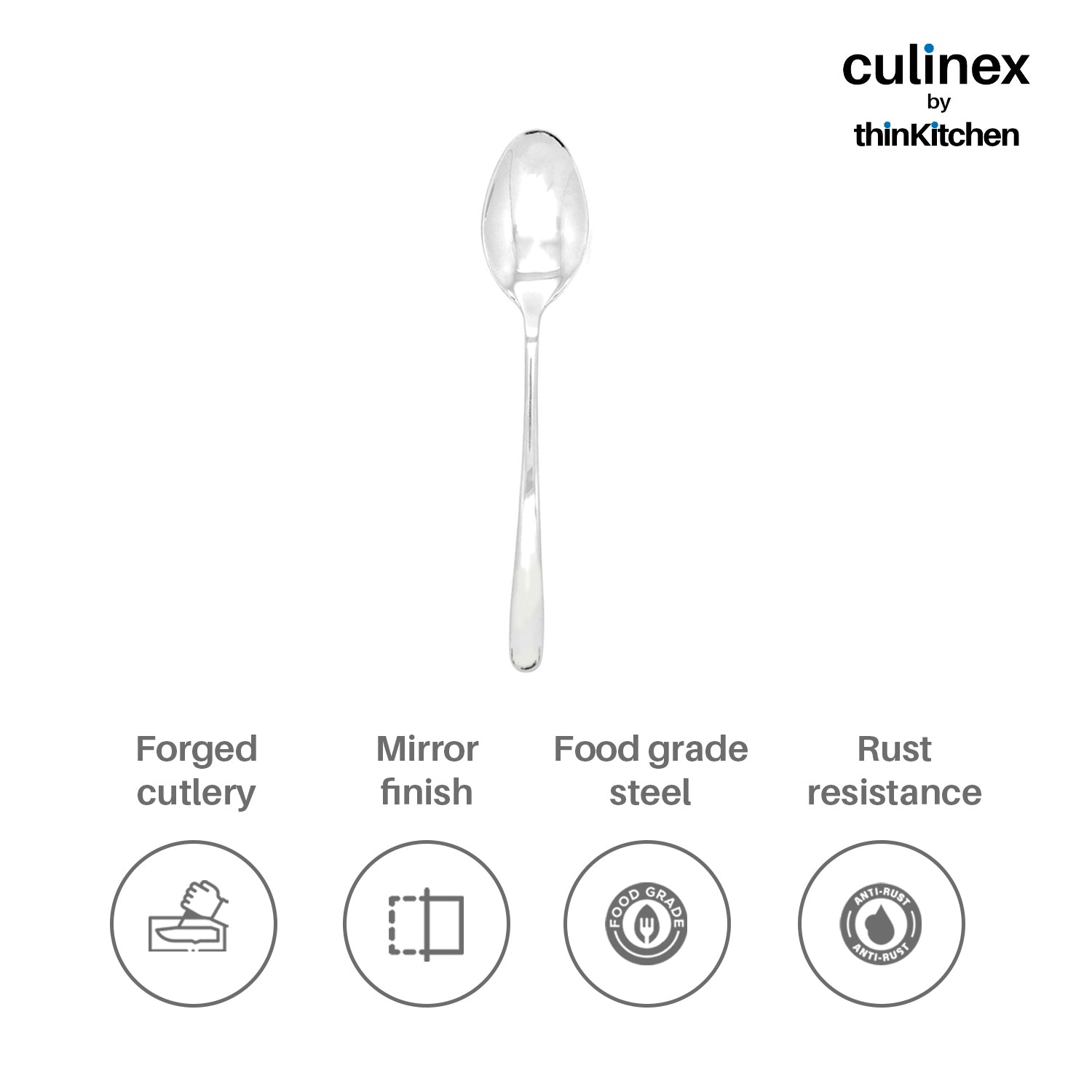 Culinex by thinKitchen|Dora 18/8 Stainless Steel All Purpose Fork & All Purpose Spoon, Mirror Finish, Set of 6 each - 12