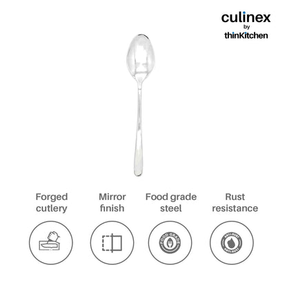 Culinex by thinKitchen|Dora 18/8 Stainless Steel All Purpose Fork & All Purpose Spoon, Mirror Finish, Set of 6 each