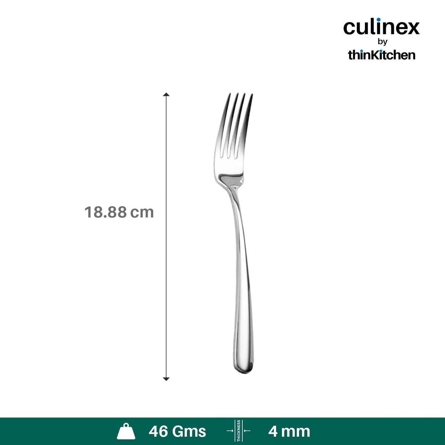 Culinex by thinKitchen|Dora 18/8 Stainless Steel All Purpose Fork & All Purpose Spoon, Mirror Finish, Set of 6 each