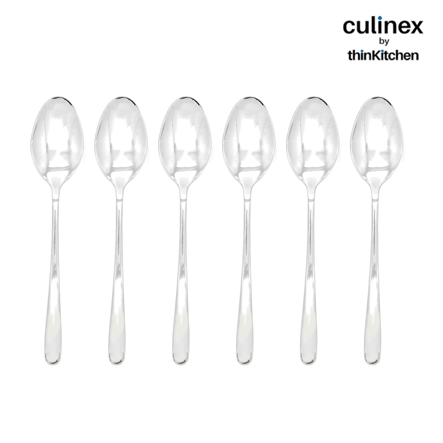Culinex by thinKitchen|Dora 18/8 Stainless Steel All Purpose Fork & All Purpose Spoon, Mirror Finish, Set of 6 each - 6
