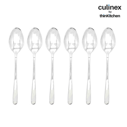 Culinex by thinKitchen|Dora 18/8 Stainless Steel All Purpose Fork & All Purpose Spoon, Mirror Finish, Set of 6 each