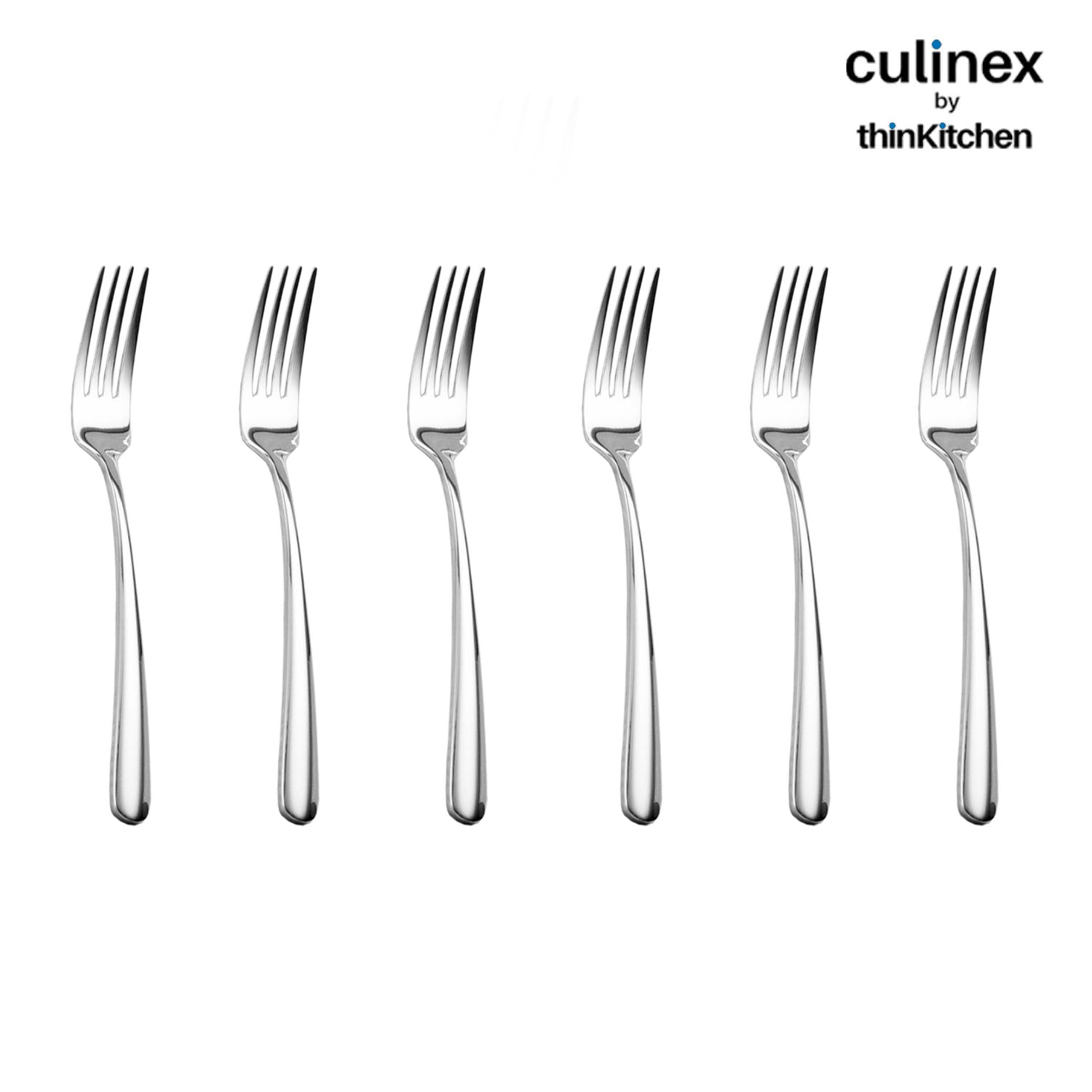 Culinex by thinKitchen|Dora 18/8 Stainless Steel All Purpose Fork & All Purpose Spoon, Mirror Finish, Set of 6 each - 7