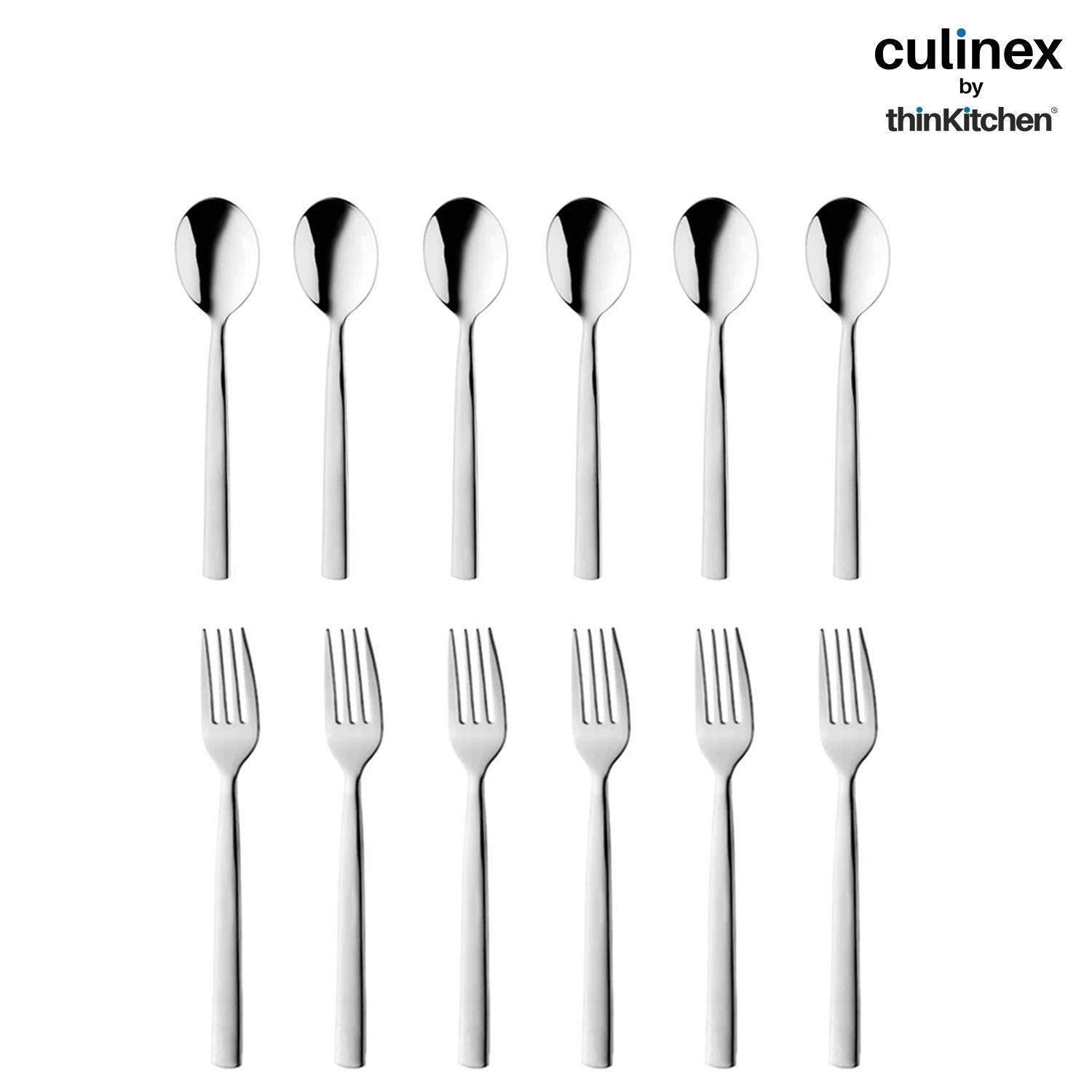 Culinex by thinKitchen|Essen Stainless Steel Dinner Fork & Dinner Spoon,  Set of 6 - 1