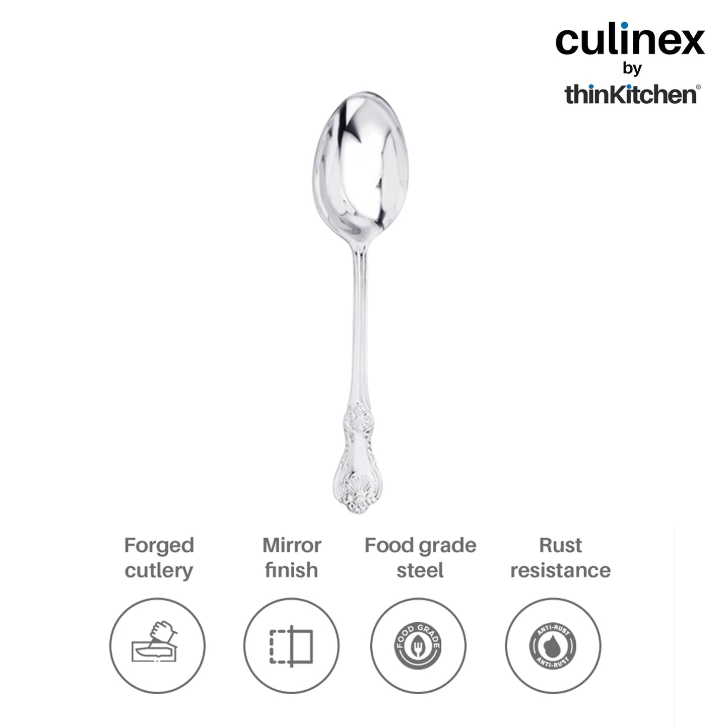 Culinex by thinKitchen|Fest 18/8 Stainless Steel Dessert Fork & Dessert Spoon,  Set of 6
