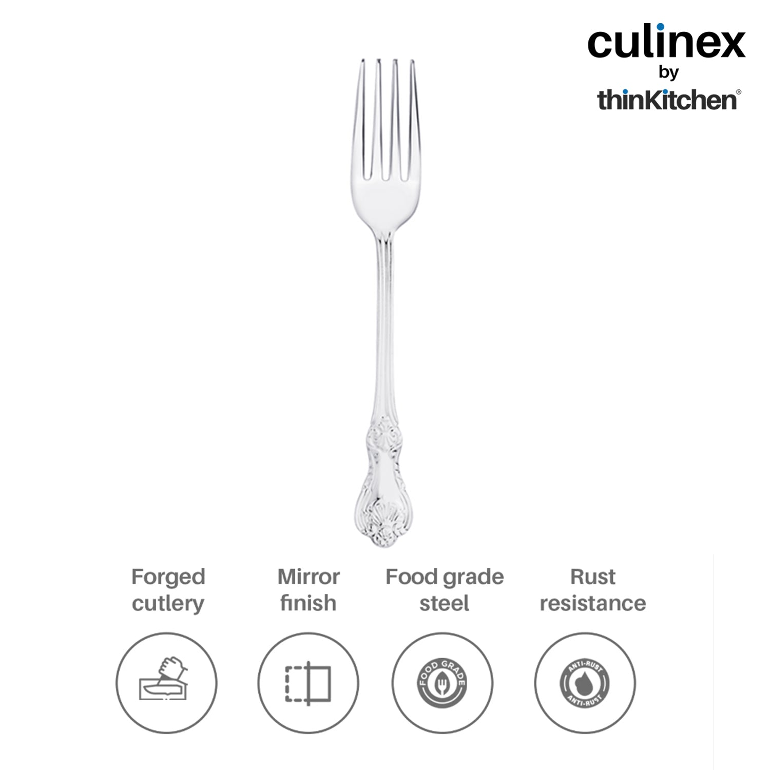 Culinex by thinKitchen|Fest 18/8 Stainless Steel Dessert Fork & Dessert Spoon,  Set of 6 - 9