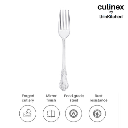 Culinex by thinKitchen|Fest 18/8 Stainless Steel Dessert Fork & Dessert Spoon,  Set of 6