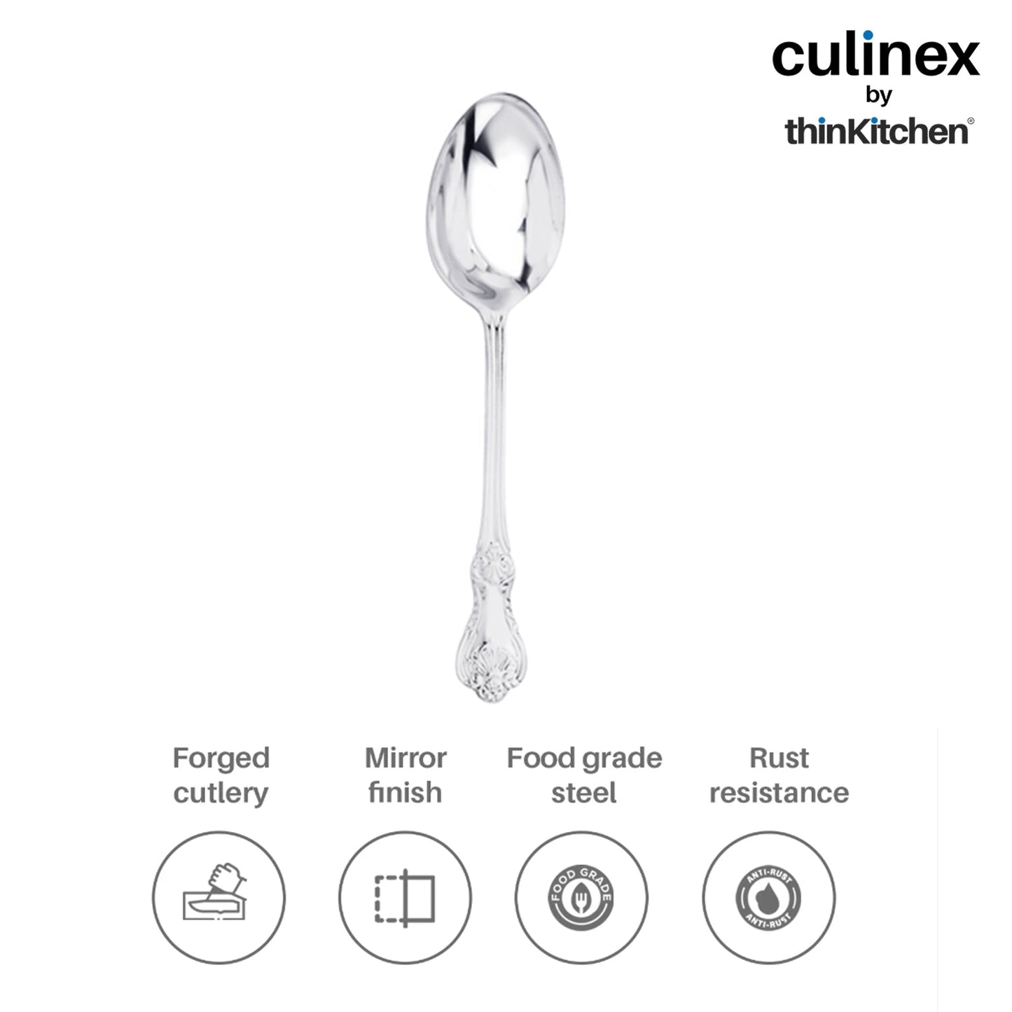 Culinex by thinKitchen|Fest 18/8 Stainless Steel Table Fork & Table Spoon,  Set of 6