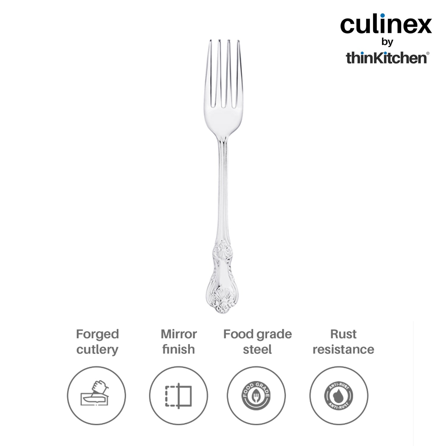 Culinex by thinKitchen|Fest 18/8 Stainless Steel Table Fork & Table Spoon,  Set of 6 - 9