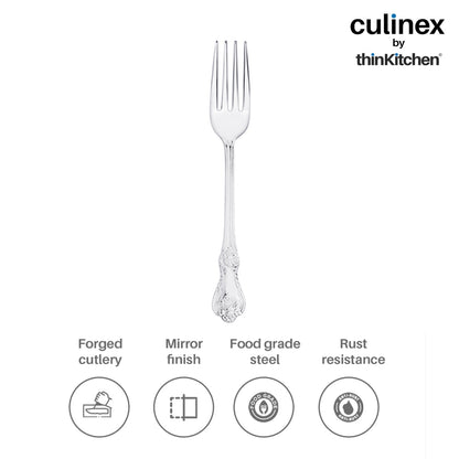 Culinex by thinKitchen|Fest 18/8 Stainless Steel Table Fork & Table Spoon,  Set of 6