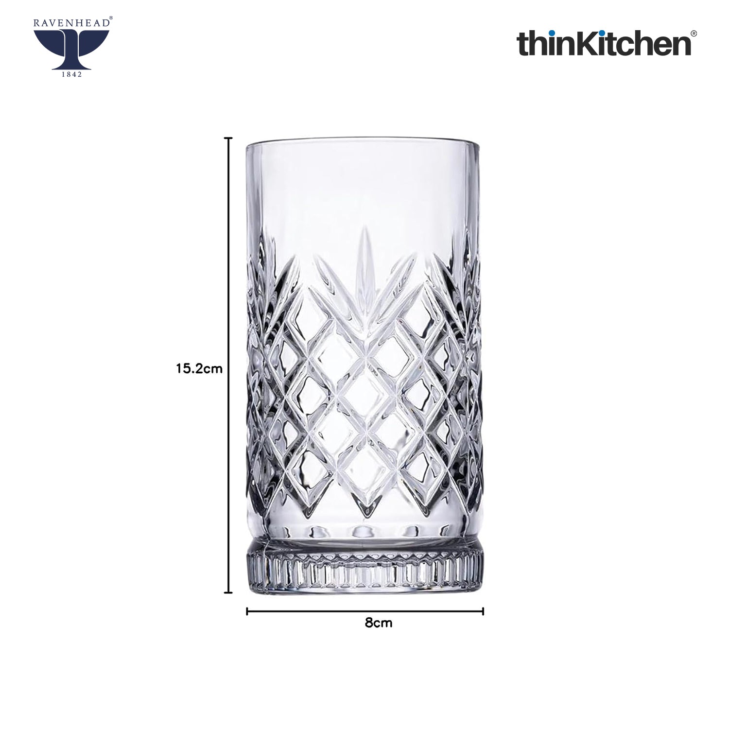 Ravenhead Premium International Eton Hiball Glasses, Set of 4, 450ML | Tall Highball Cocktail & Juice Glasses, 450ml | Elegant Glassware for Juice, Cocktails & Refreshing Drinks | Crafted in UK - 3