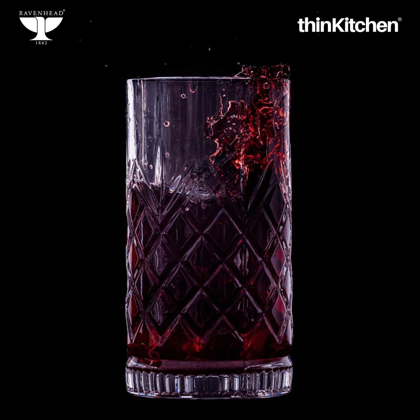 Ravenhead Premium International Eton Hiball Glasses, Set of 4, 450ML | Tall Highball Cocktail & Juice Glasses, 450ml | Elegant Glassware for Juice, Cocktails & Refreshing Drinks | Crafted in UK