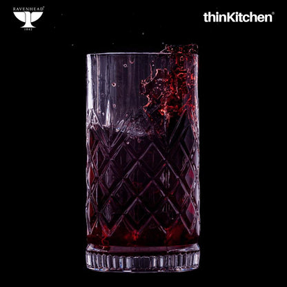 Ravenhead Premium International Eton Hiball Glasses, Set of 4, 450ML | Tall Highball Cocktail & Juice Glasses, 450ml | Elegant Glassware for Juice, Cocktails & Refreshing Drinks | Crafted in UK
