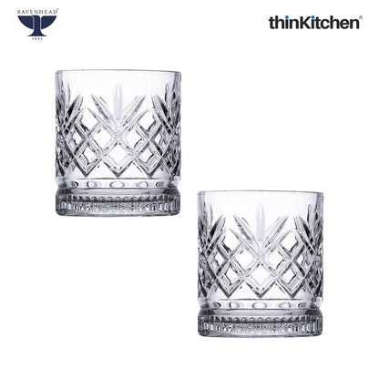 Ravenhead Eton Premium International Whiskey & Water Glass Set of 4, 370ml Each | Mixer Glasses, Elegant Barware for Whisky, Cocktails & Daily Use | Crafted in UK