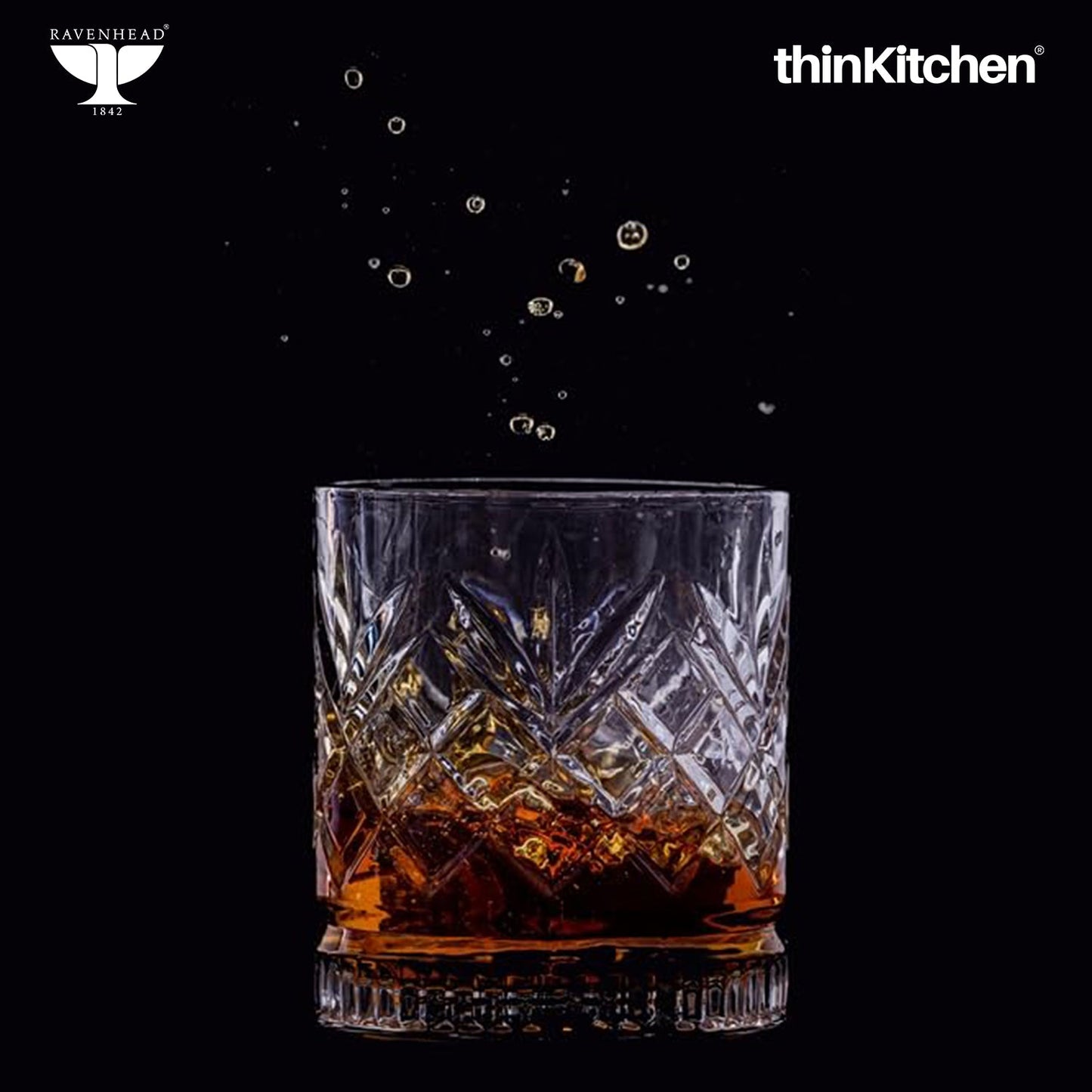 Ravenhead Eton Premium International Whiskey & Water Glass Set of 4, 370ml Each | Mixer Glasses, Elegant Barware for Whisky, Cocktails & Daily Use | Crafted in UK