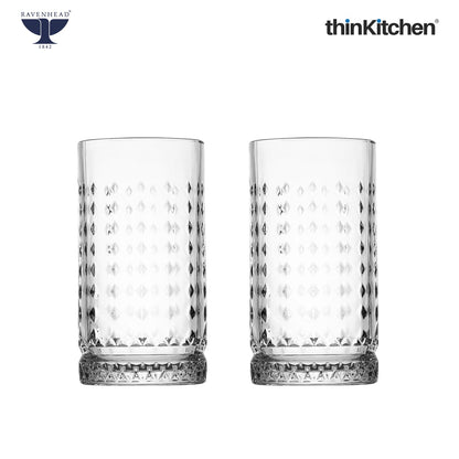 Ravenhead Premium International Oxbridge Hiball Glasses Set of 4 Tall Tumblers, 450ml | Elegant Highball Glass Set for Water, Juice, Cocktails & Drinks | Crafted in UK