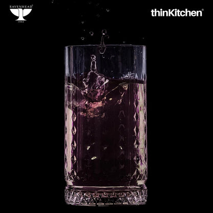 Ravenhead Premium International Oxbridge Hiball Glasses Set of 4 Tall Tumblers, 450ml | Elegant Highball Glass Set for Water, Juice, Cocktails & Drinks | Crafted in UK