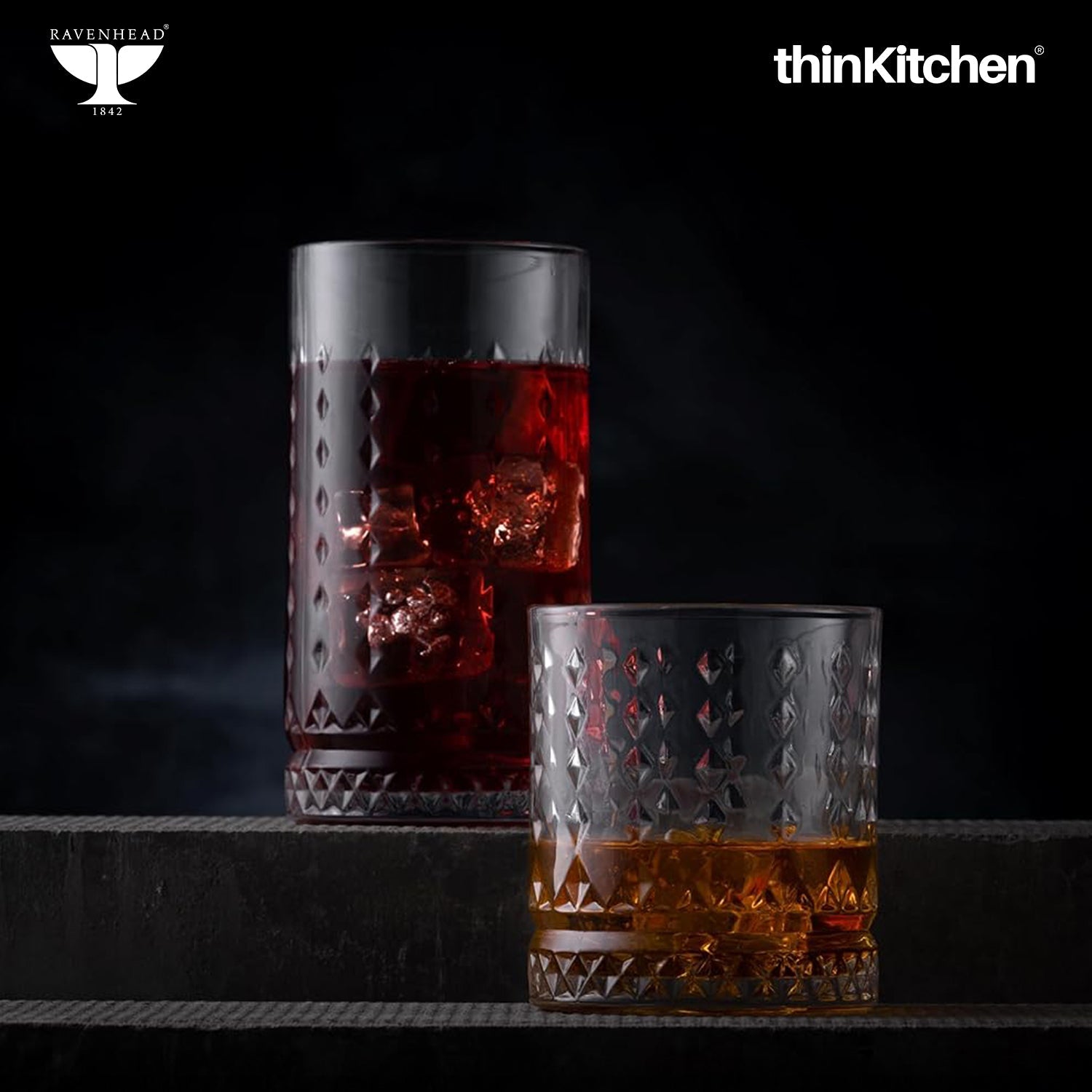 Ravenhead Oxbridge Premium International Whiskey & Water Glass Set – Set of 4 Mixer Glasses, 370ml – Luxury Barware for Whisky, Cocktails & Daily Use - 2