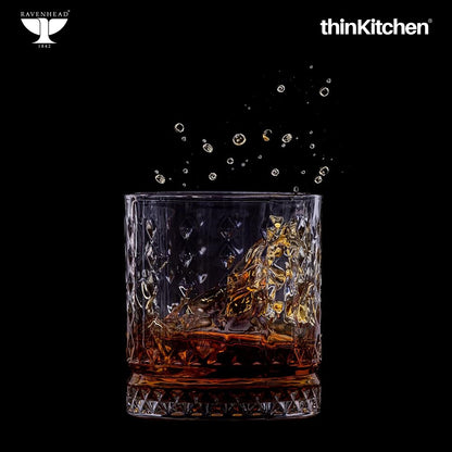 Ravenhead Oxbridge Premium International Whiskey & Water Glass Set – Set of 4 Mixer Glasses, 370ml – Luxury Barware for Whisky, Cocktails & Daily Use