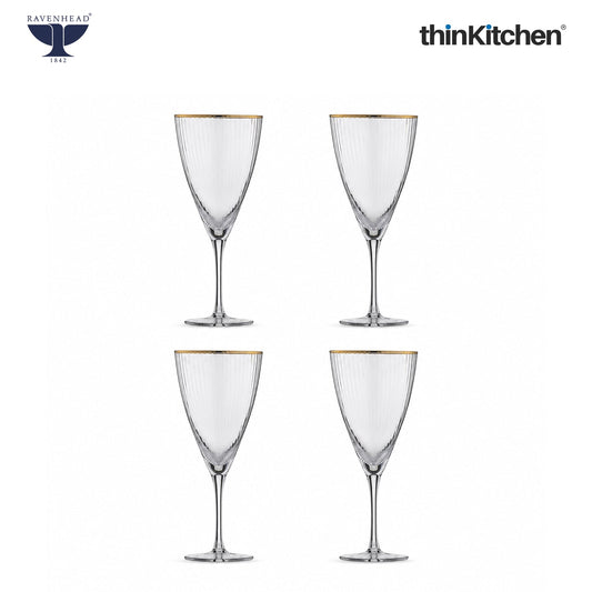 Ravenhead International Premium Wine Glasses Set of 4, 420ml | Transparent Long Stem Glassware, Multipurpose Juice, Mocktail, Cocktail, White/Red Wine Glass Set | Crafted in UK