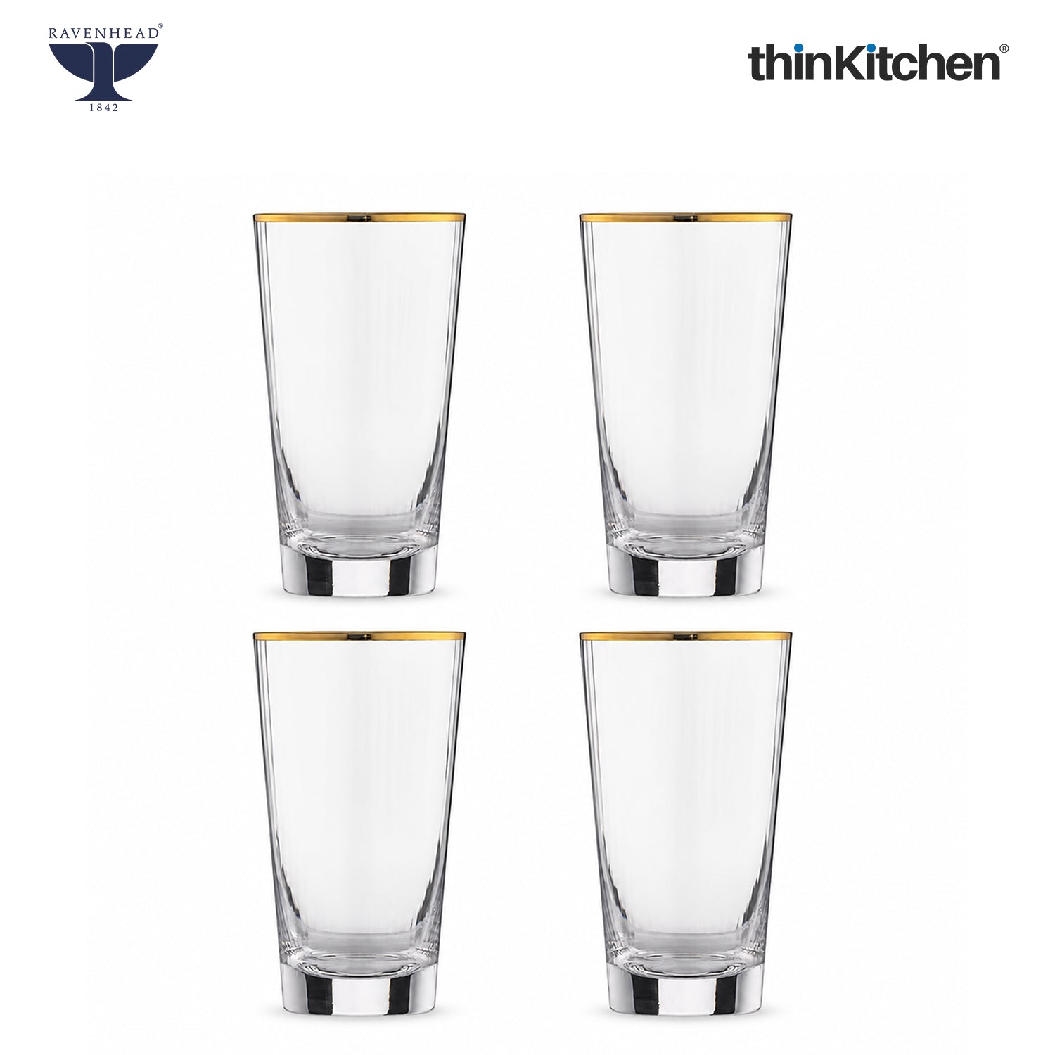 Ravenhead Premium International Hiball Glasses Set of 4, 480ml | Tall Tumblers, Elegant Lightweight Drinkware for Water, Juice, Cocktails & Beverages | Crafted in UK - 1
