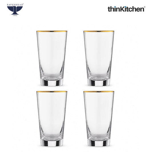 Ravenhead Premium International Hiball Glasses Set of 4, 480ml | Tall Tumblers, Elegant Lightweight Drinkware for Water, Juice, Cocktails & Beverages | Crafted in UK
