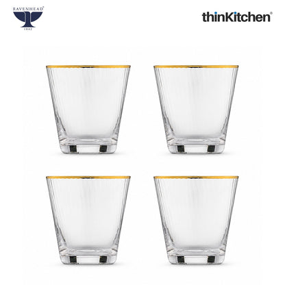 Ravenhead Premium International Whiskey Glasses, Set of 4, 340ml Each | ElegantShort Drinking Glass with for Whisky, Water, Drinks, Home Bar, Barware & Gifting for Home | Crafted in UK