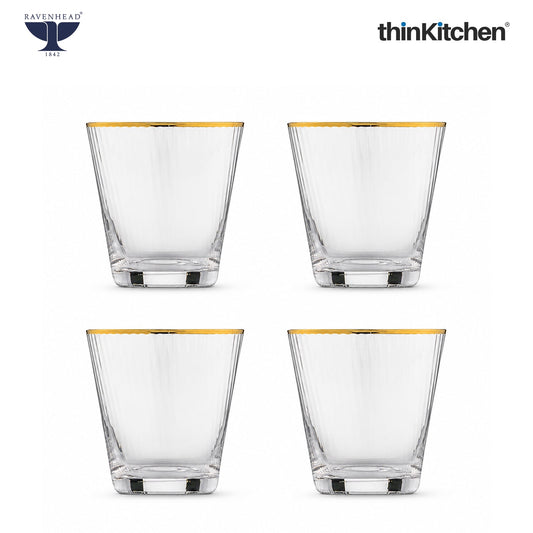 Ravenhead Premium International Whiskey Glasses, Set of 4, 340ml Each | ElegantShort Drinking Glass with for Whisky, Water, Drinks, Home Bar, Barware & Gifting for Home | Crafted in UK