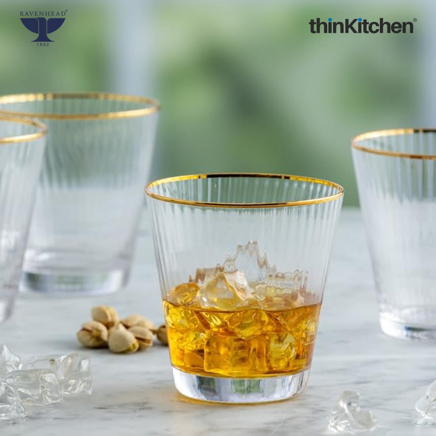 Ravenhead Premium International Whiskey Glasses, Set of 4, 340ml Each | ElegantShort Drinking Glass with for Whisky, Water, Drinks, Home Bar, Barware & Gifting for Home | Crafted in UK