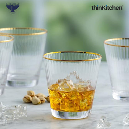 Ravenhead Premium International Whiskey Glasses, Set of 4, 340ml Each | ElegantShort Drinking Glass with for Whisky, Water, Drinks, Home Bar, Barware & Gifting for Home | Crafted in UK