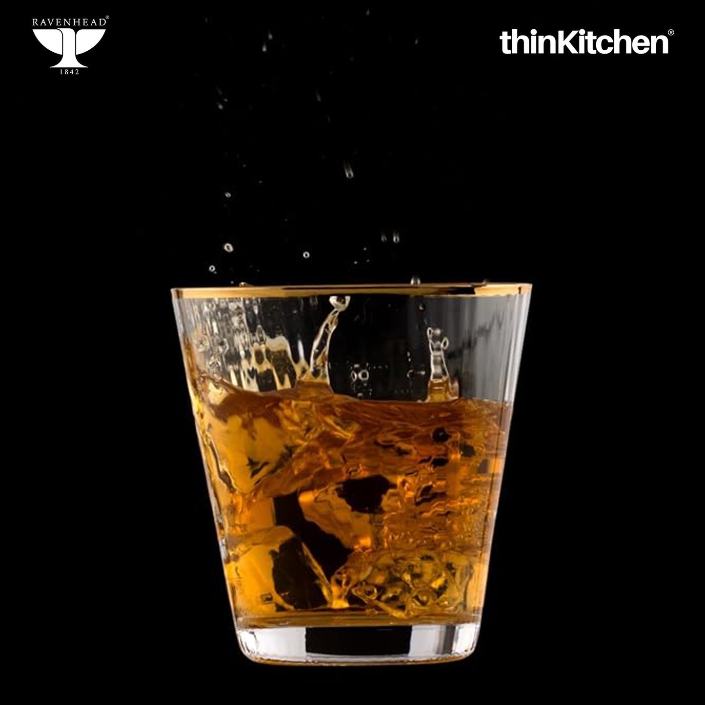 Ravenhead Premium International Whiskey Glasses, Set of 4, 340ml Each | ElegantShort Drinking Glass with for Whisky, Water, Drinks, Home Bar, Barware & Gifting for Home | Crafted in UK