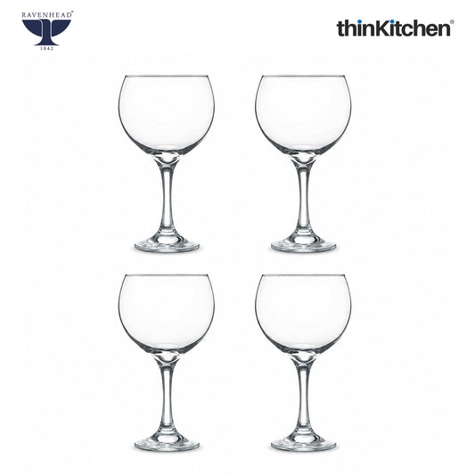 Ravenhead Premium International Set of 4 Gin Balloon Glasses - 650ml | Elegant Transparent Glasses for Wine, Red Wine, Water or Cocktails | Wine Glass Set Ideal for Gifting & Home Bars Crafted in UK