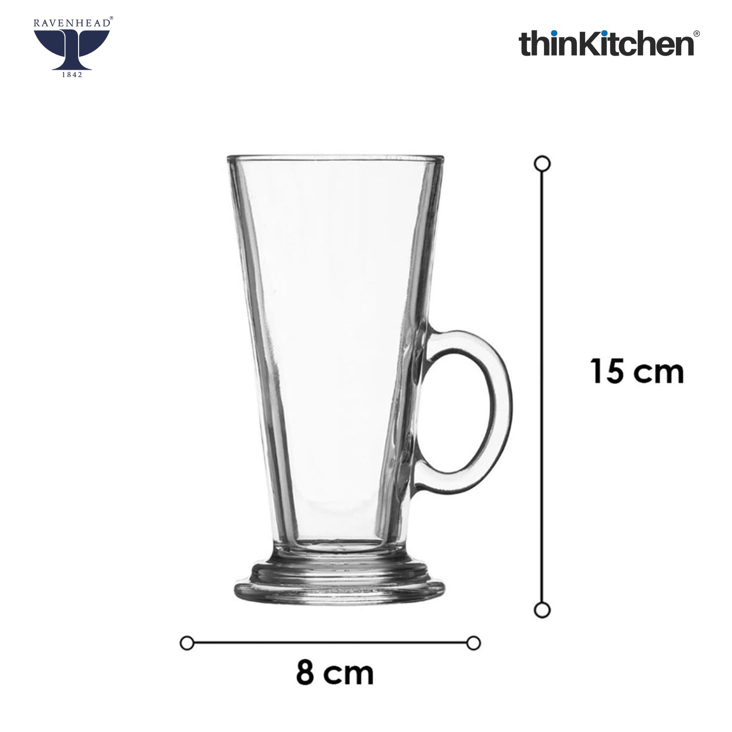 Ravenhead Premium Latte Glasses, Set of 4, 240ml | Transparent Coffee Glasses with Handle for Milkshakes, Cold Coffee & Aesthetic Juice Mugs | Crafted in UK - 3