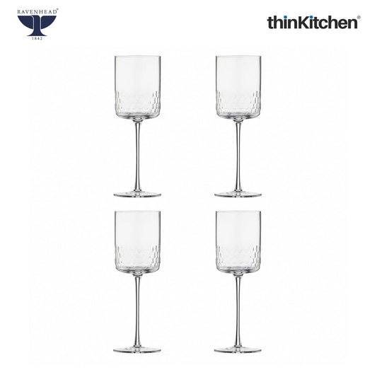 Ravenhead Premium Handmade Wine Glass Set of 4 (420 ml) | High Quality Transparent Long Stem Tulip Wine Glass for Red Wine, White Wine & Cocktails for Home Bar & Gifting | Crafted in UK