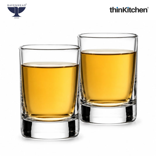 Ravenhead Premium 2 x 65ml Each Shot Glass for Vodka, Tequila & Liquor | Classic Transparent Small Peg Glass for Bar, Home & Party Drinks | Crafted in UK