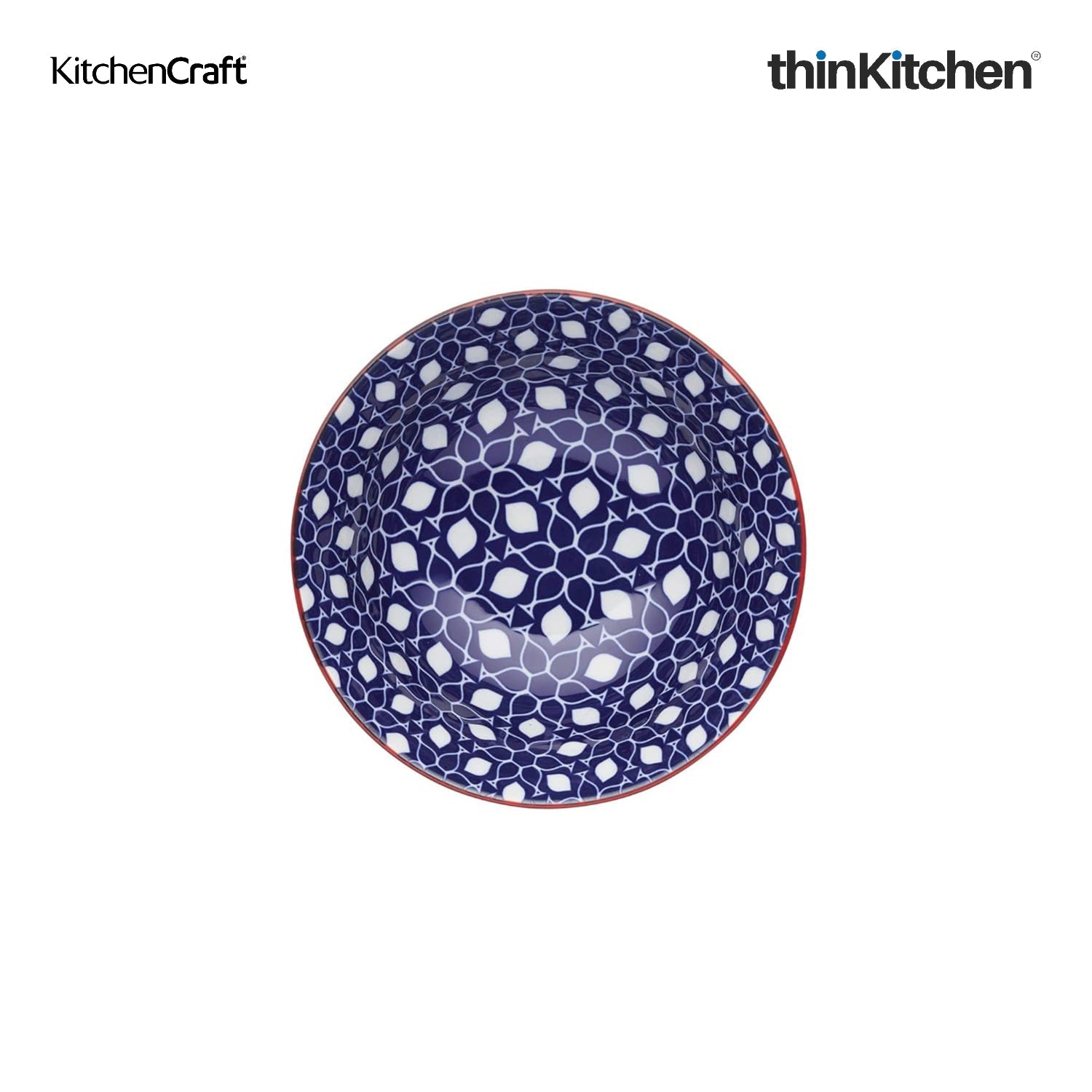 KitchenCraft Premium Stoneware 16 cm Serving Bowl Set of 2 for Soups, Cereal, Noodles, Snacks - Geometric Print | Wide Rim, Microwave & Dishwasher Safe | Designed in UK - 4