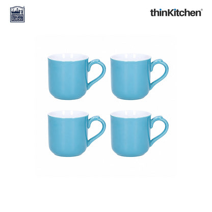 London Pottery Farmhouse Mug, Cobalt Blue, 250ml (Aqua), Set of 4