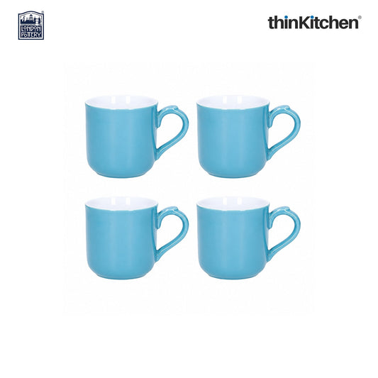 London Pottery Farmhouse Mug, Cobalt Blue, 250ml (Aqua), Set of 4