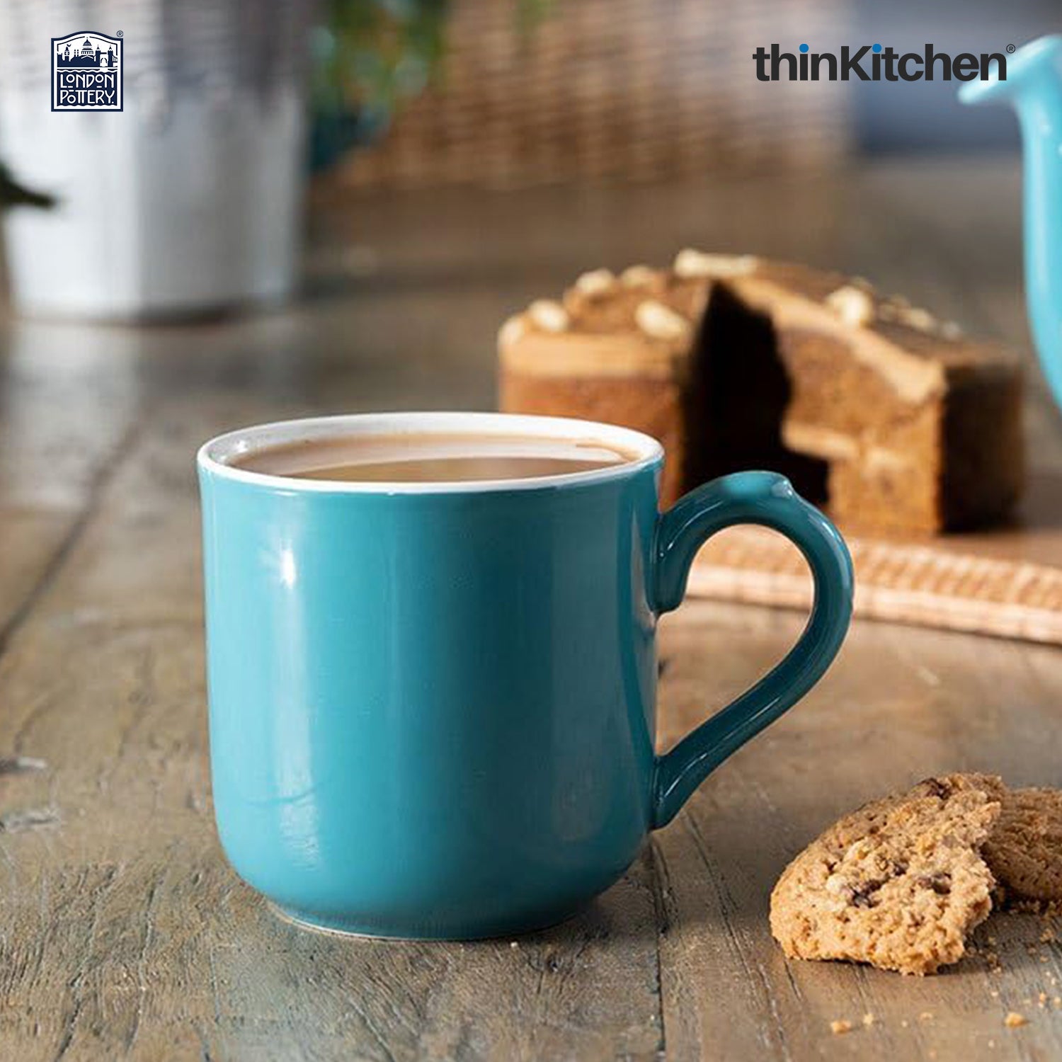 London Pottery Farmhouse Mug, Cobalt Blue, 250ml (Aqua), Set of 4 - 3