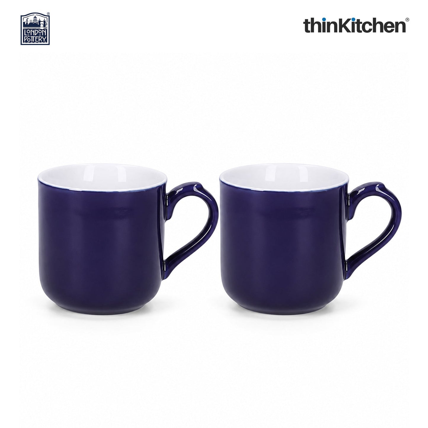 London Pottery Farmhouse Mug, Cobalt Blue, 250ml (Blue), Set of 2