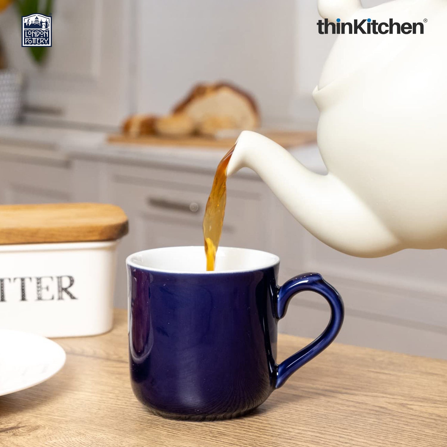 London Pottery Farmhouse Mug, Cobalt Blue, 250ml (Blue), Set of 2 - 2