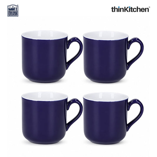 London Pottery Farmhouse Mug, Cobalt Blue, 250ml (Blue), Set of 4