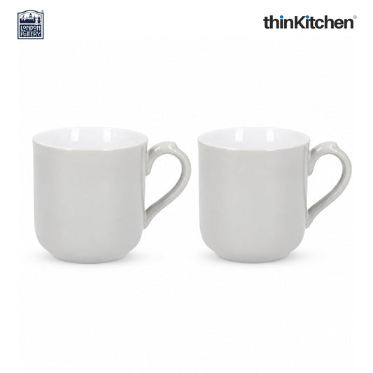 London Pottery Farmhouse Mug, Cobalt Blue, 250ml (Grey), Set of 2