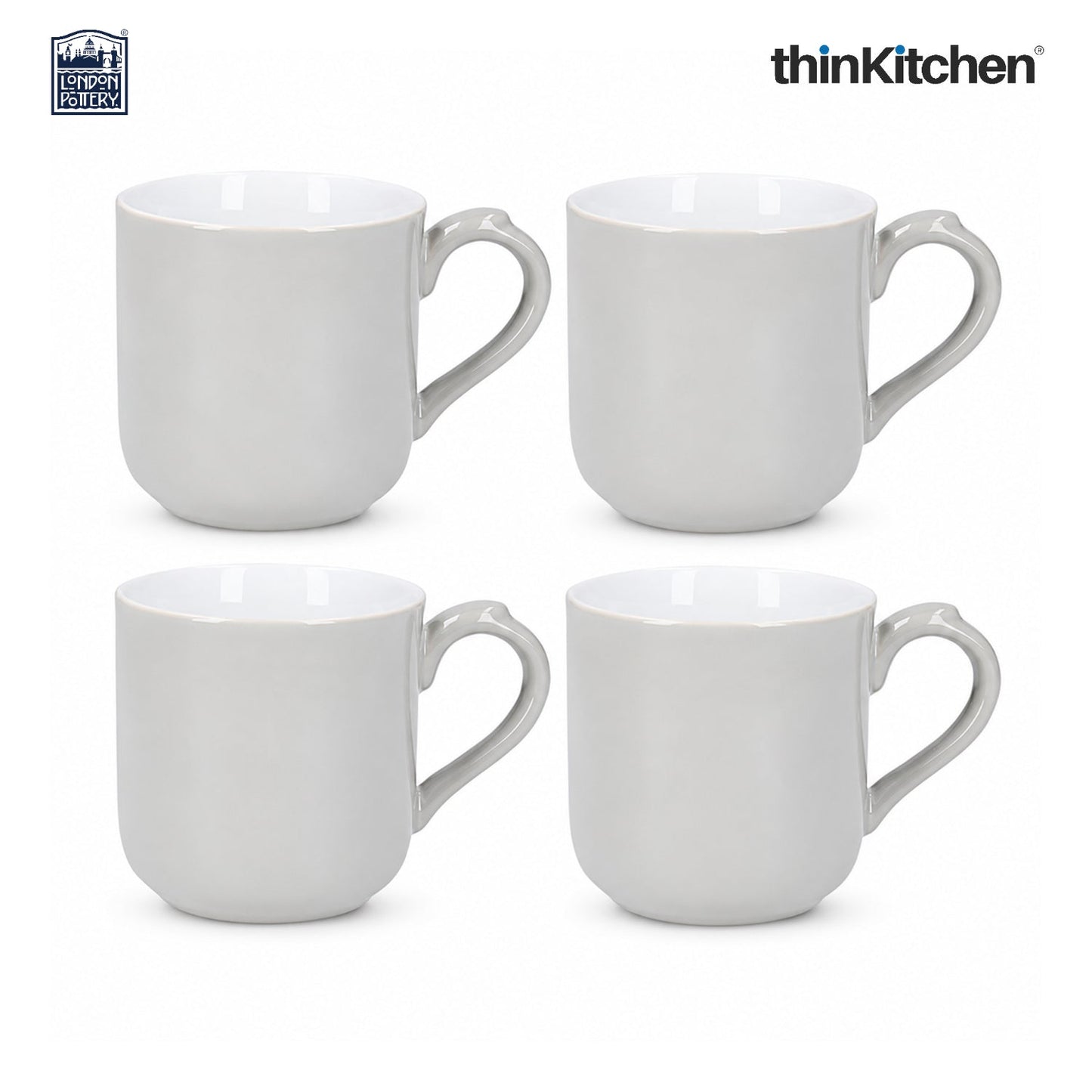 London Pottery Farmhouse Mug, Cobalt Blue, 250ml (Grey), Set of 4